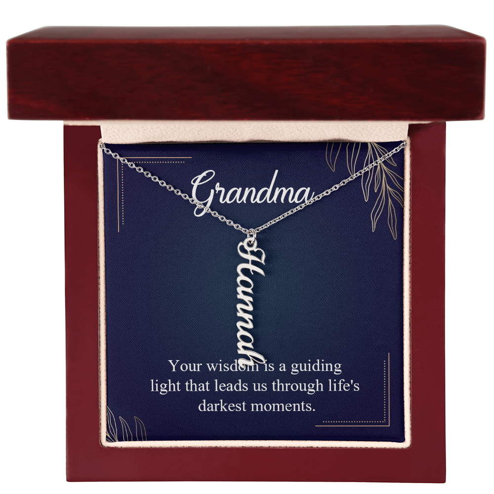 Grandma Guiding Light Multi Vertical Name Necklace