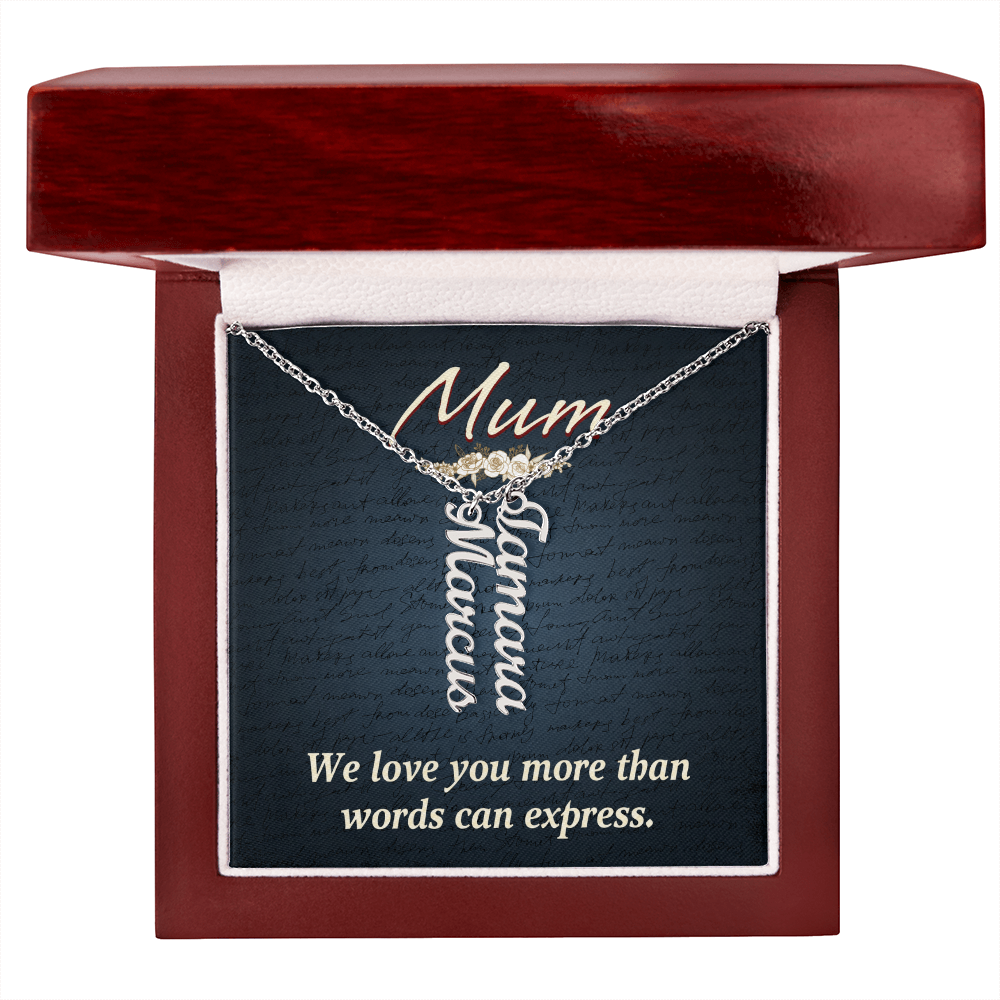 Mum More Than Words Multi Vertical Name Necklace