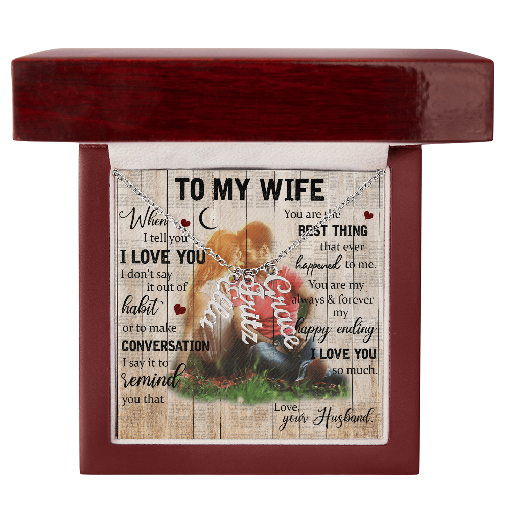 To My Wife Multi Vertical Name Necklace