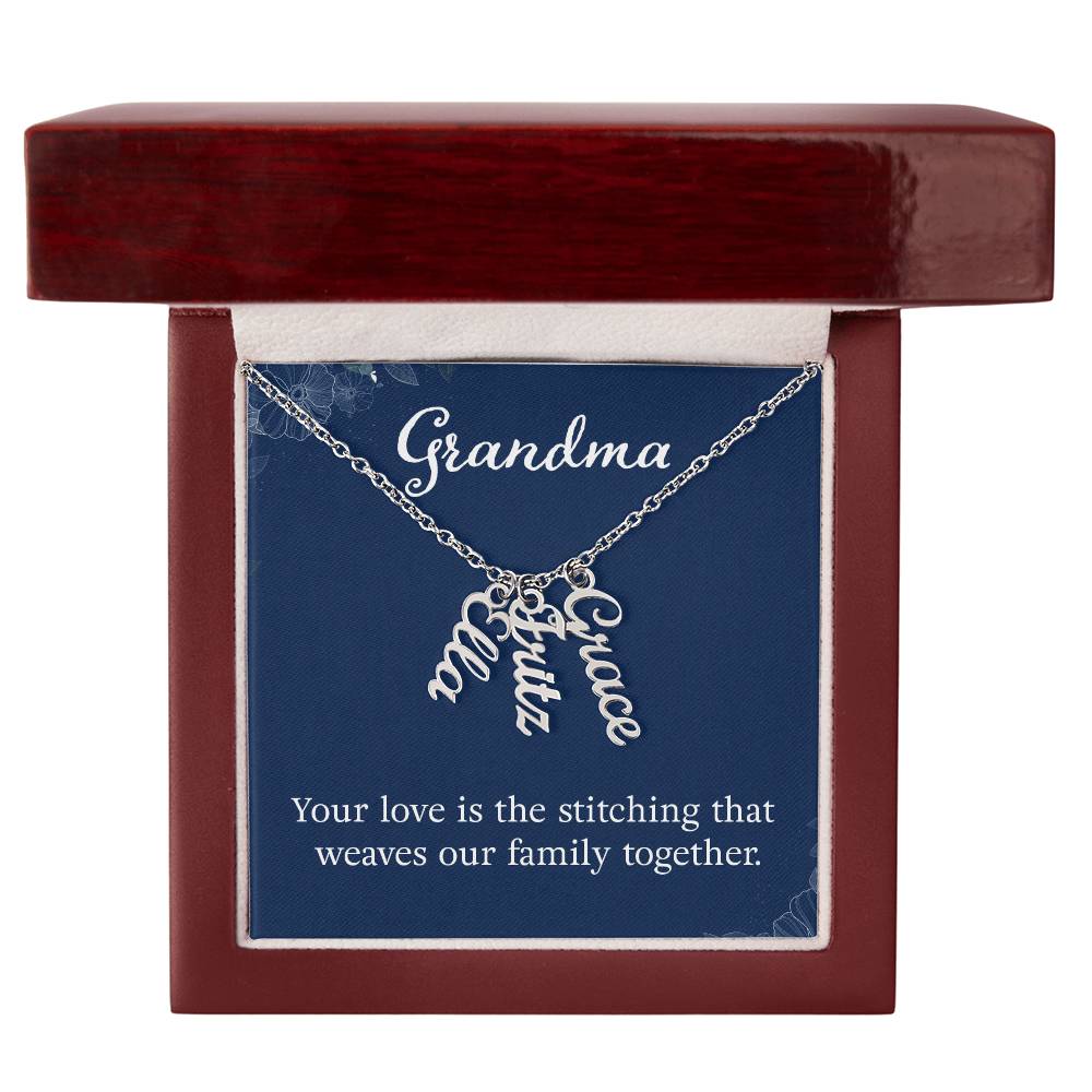 Multi Vertical Name Necklace with Message Card – Design Two