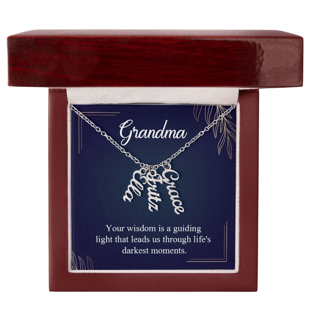 Grandma Guiding Light Multi Vertical Name Necklace
