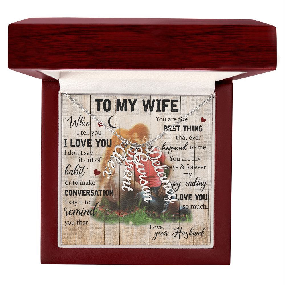 To My Wife Multi Vertical Name Necklace