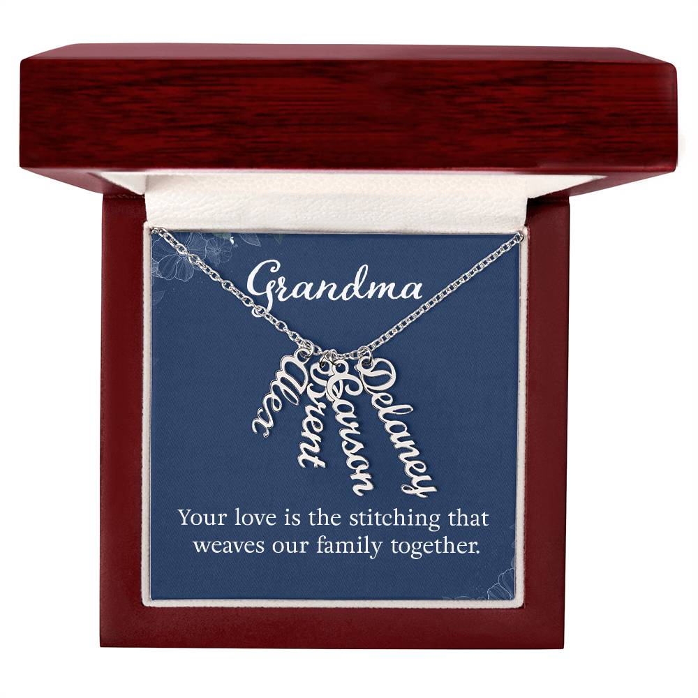 Multi Vertical Name Necklace with Message Card – Design Two