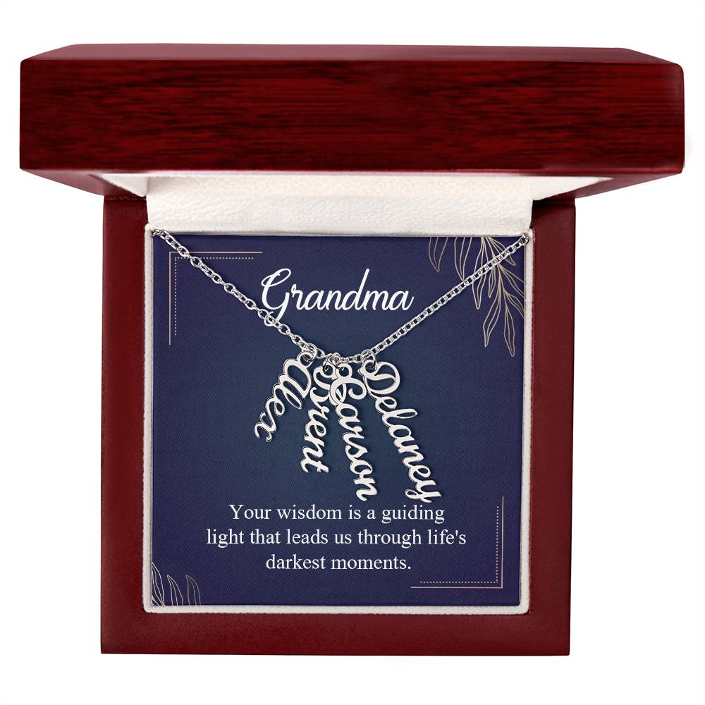 Grandma Guiding Light Multi Vertical Name Necklace