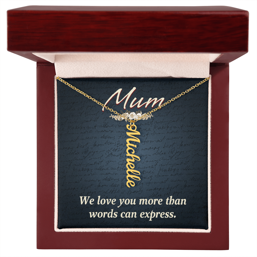 Mum More Than Words Multi Vertical Name Necklace