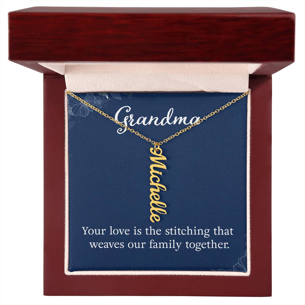 Multi Vertical Name Necklace with Message Card – Design Two