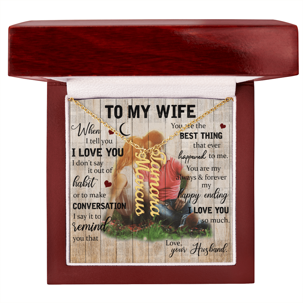 To My Wife Multi Vertical Name Necklace