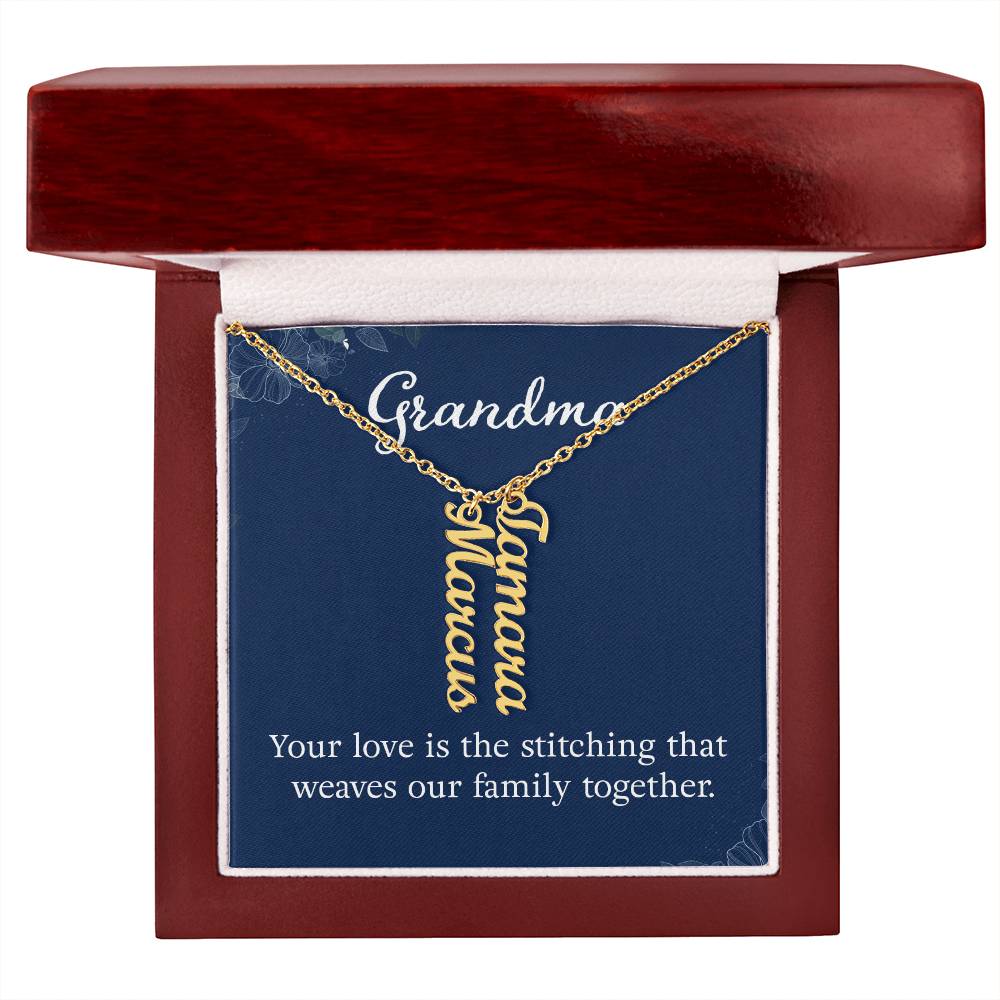 Multi Vertical Name Necklace with Message Card – Design Two
