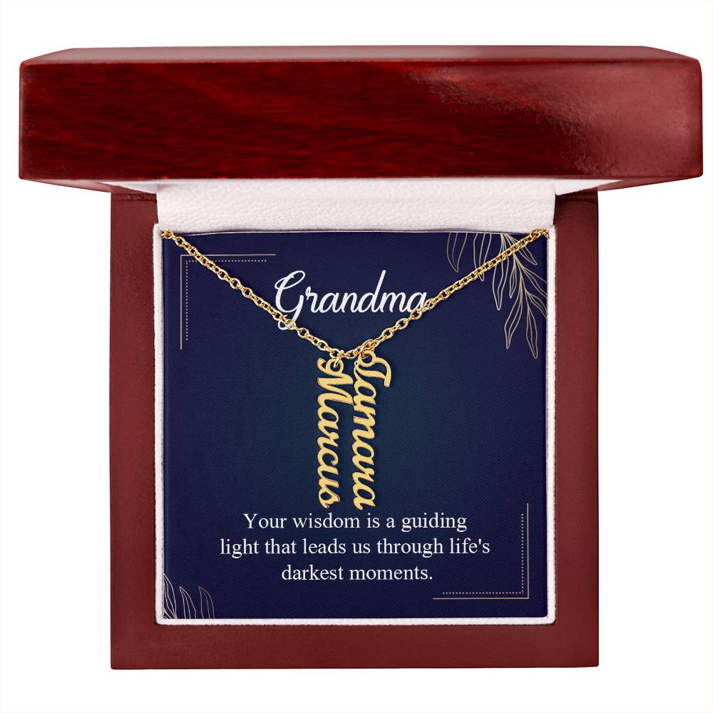 Grandma Guiding Light Multi Vertical Name Necklace