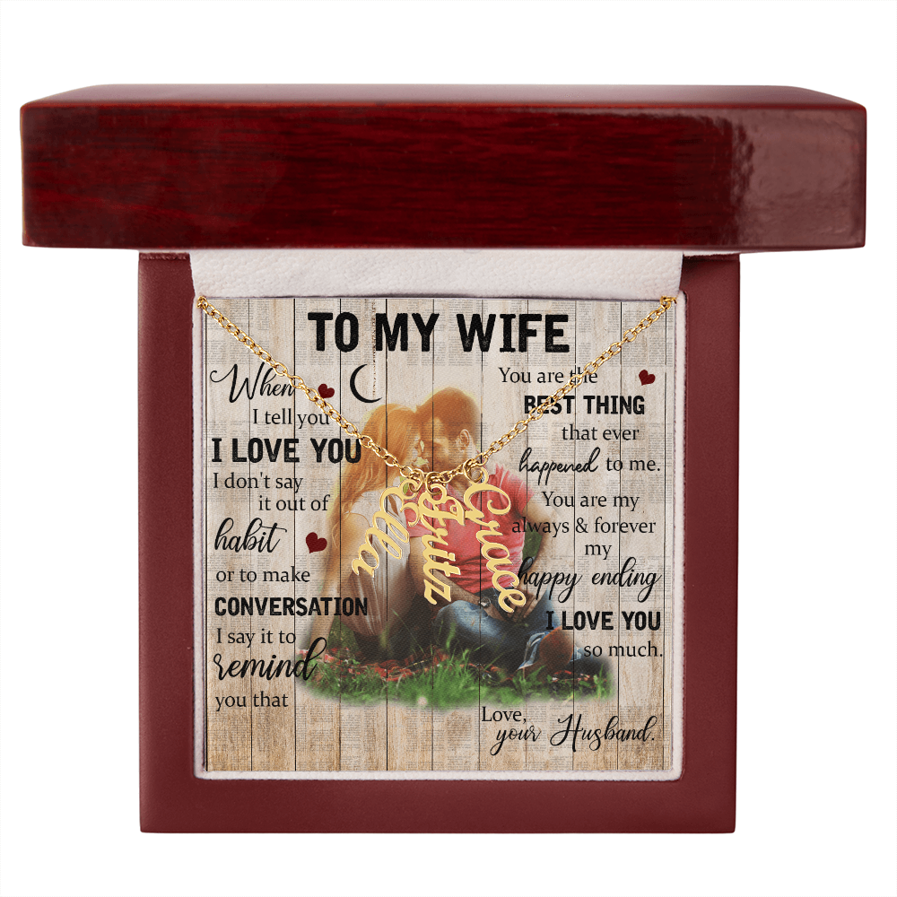 To My Wife Multi Vertical Name Necklace