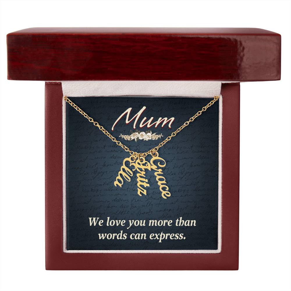 Mum More Than Words Multi Vertical Name Necklace