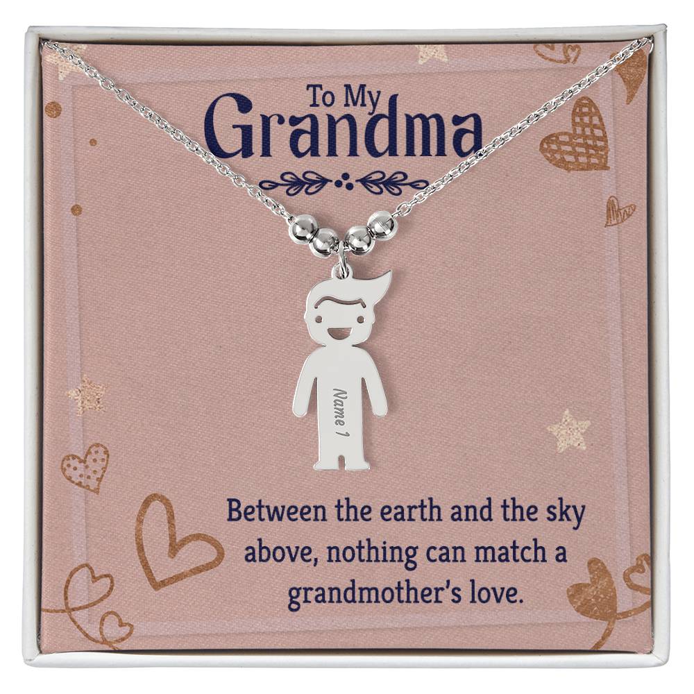 To My Grandma Earth and Sky Engraved Child Charm Necklace
