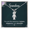 To My Grandma Grace Elegance and Strength Engraved Child Charm Necklace