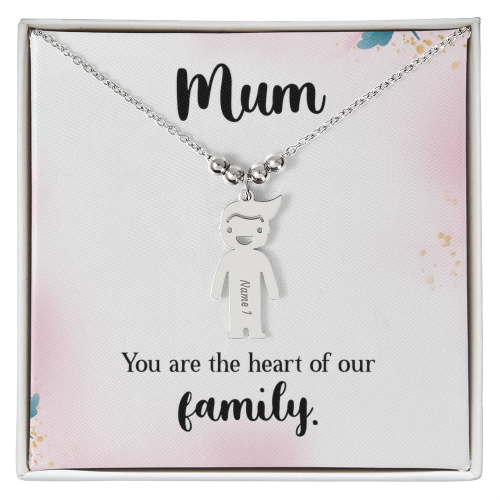 To My Mum Heart of Our Family Engraved Child Charm Necklace