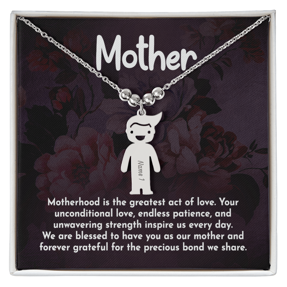 To My Mother Greatest Act of Love Engraved Child Charm Necklace