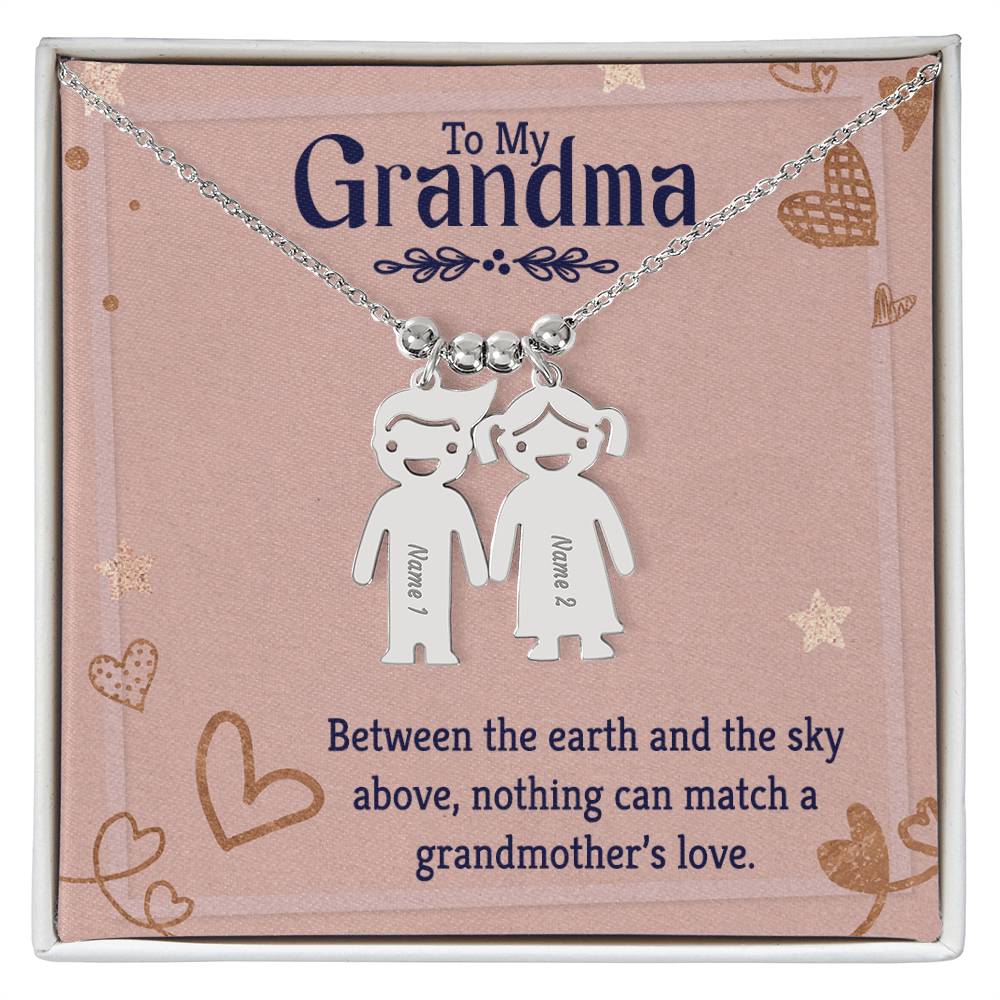 To My Grandma Earth and Sky Engraved Child Charm Necklace
