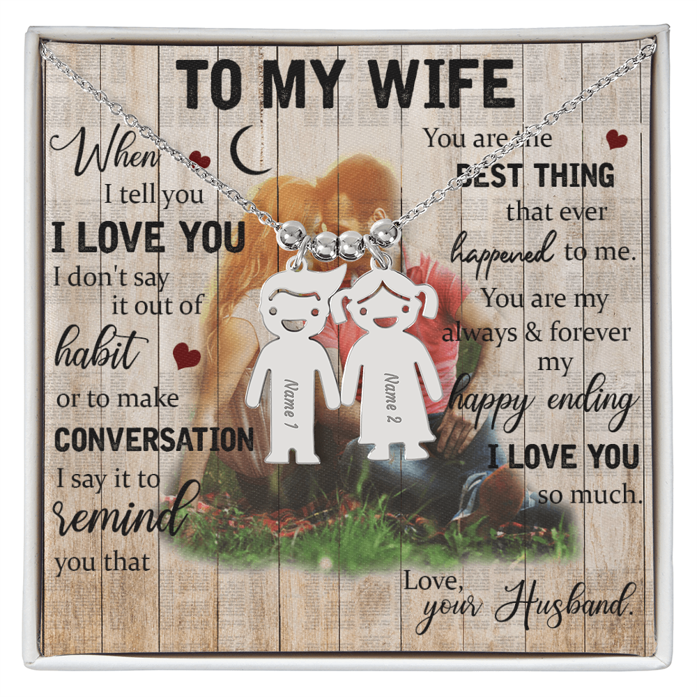 To My Wife Engraved Child Charm Necklace