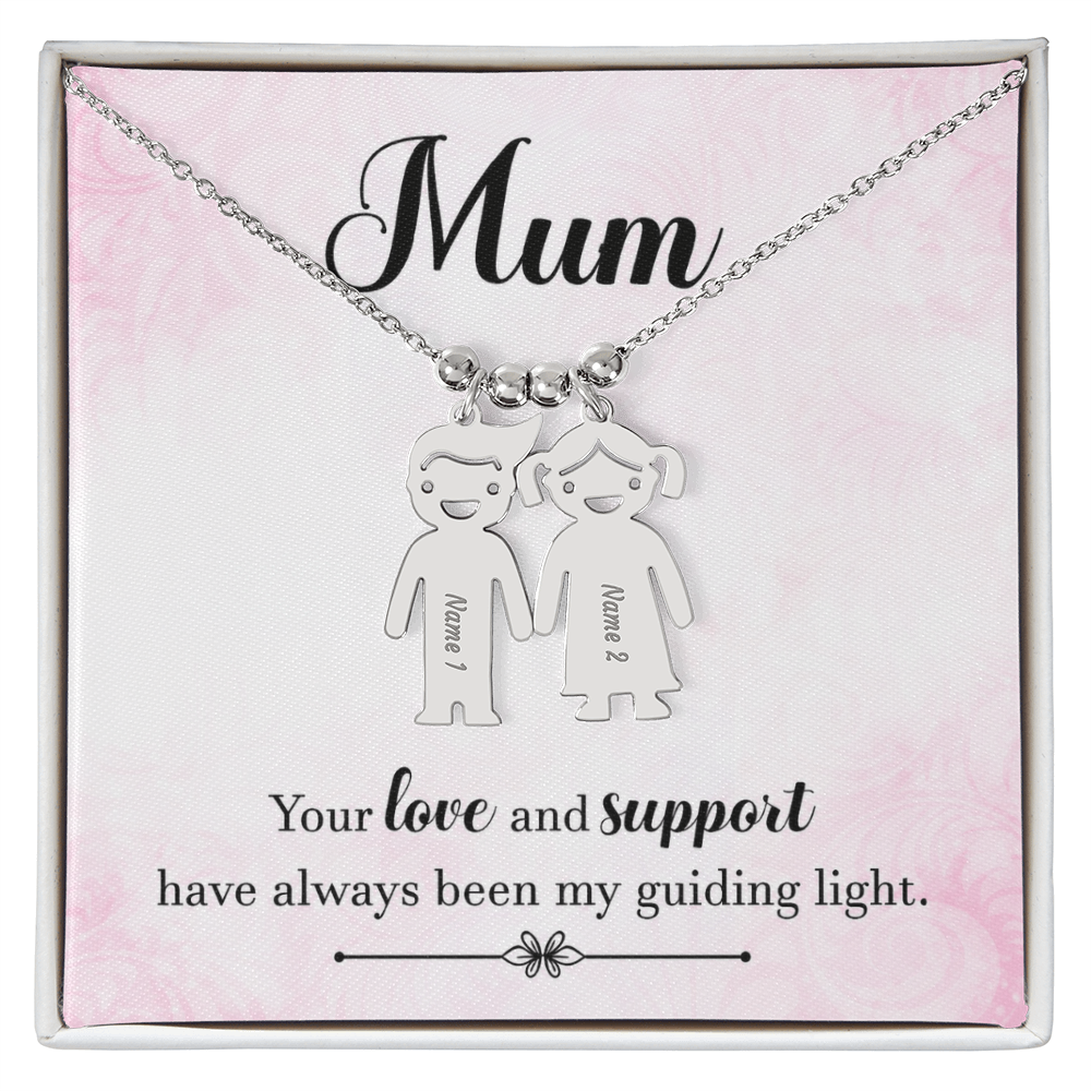 To My Mum Guiding Light Engraved Child Charm Necklace
