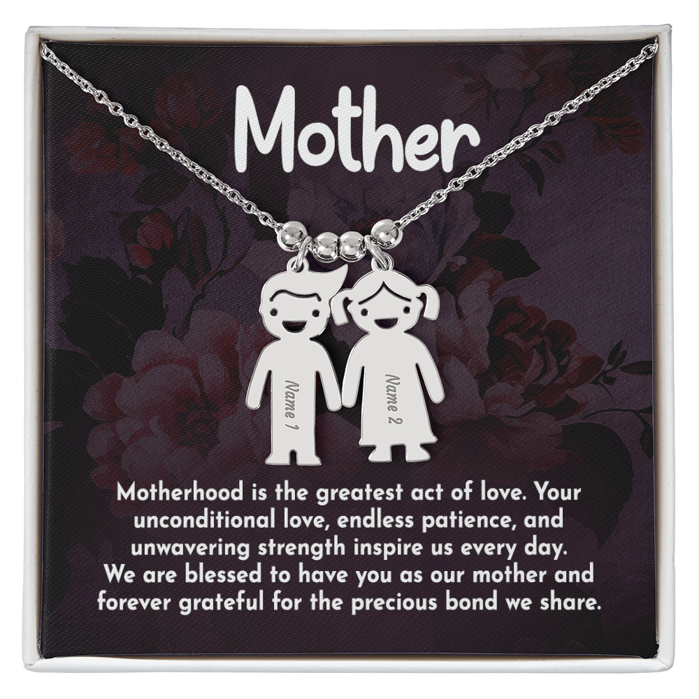 To My Mother Greatest Act of Love Engraved Child Charm Necklace