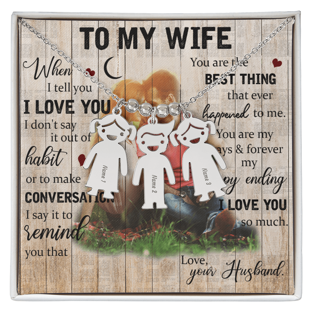 To My Wife Engraved Child Charm Necklace