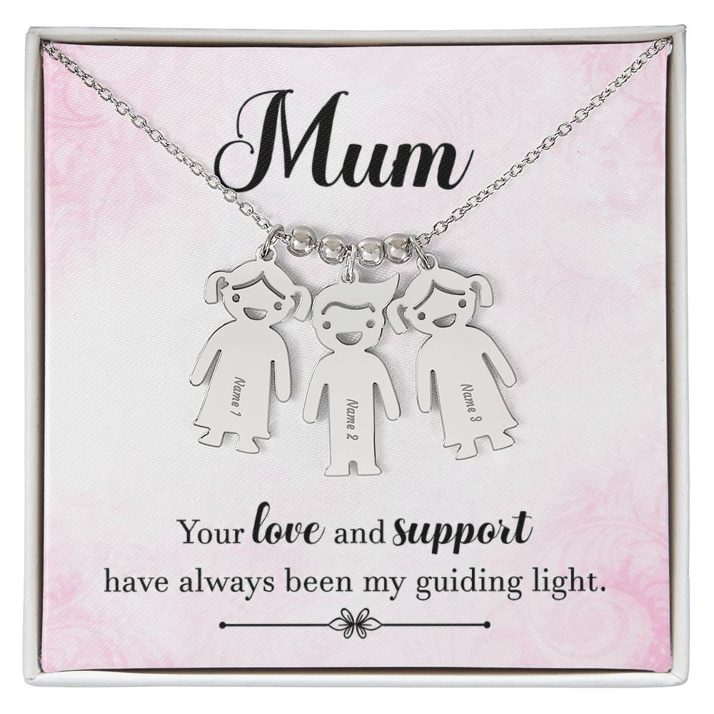 To My Mum Guiding Light Engraved Child Charm Necklace