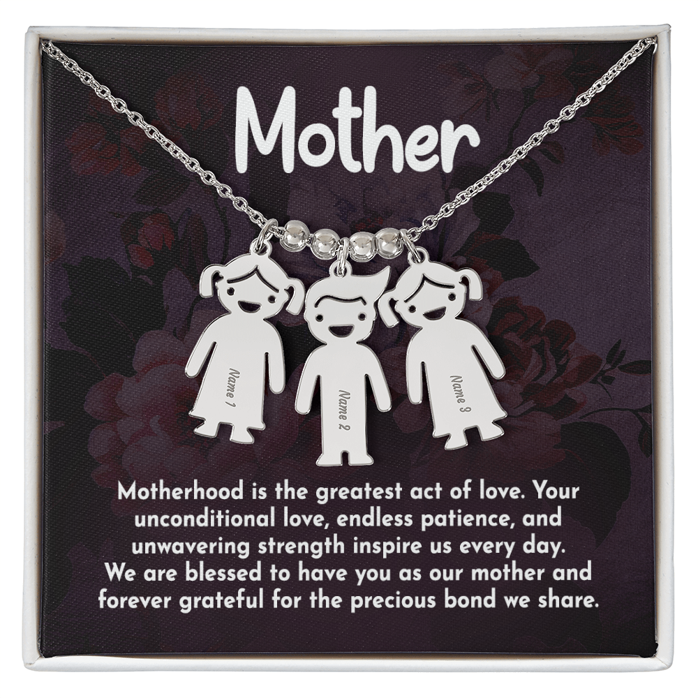 To My Mother Greatest Act of Love Engraved Child Charm Necklace