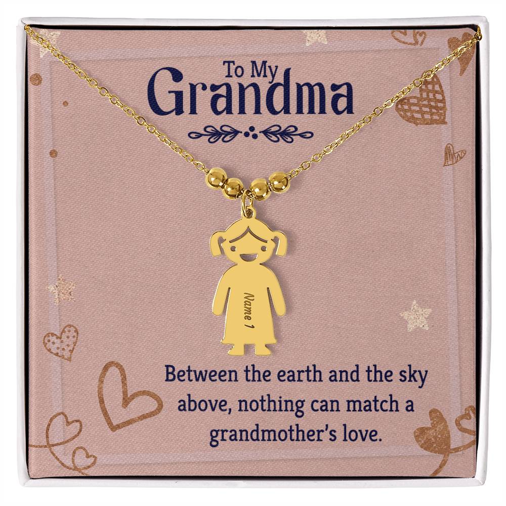 To My Grandma Earth and Sky Engraved Child Charm Necklace