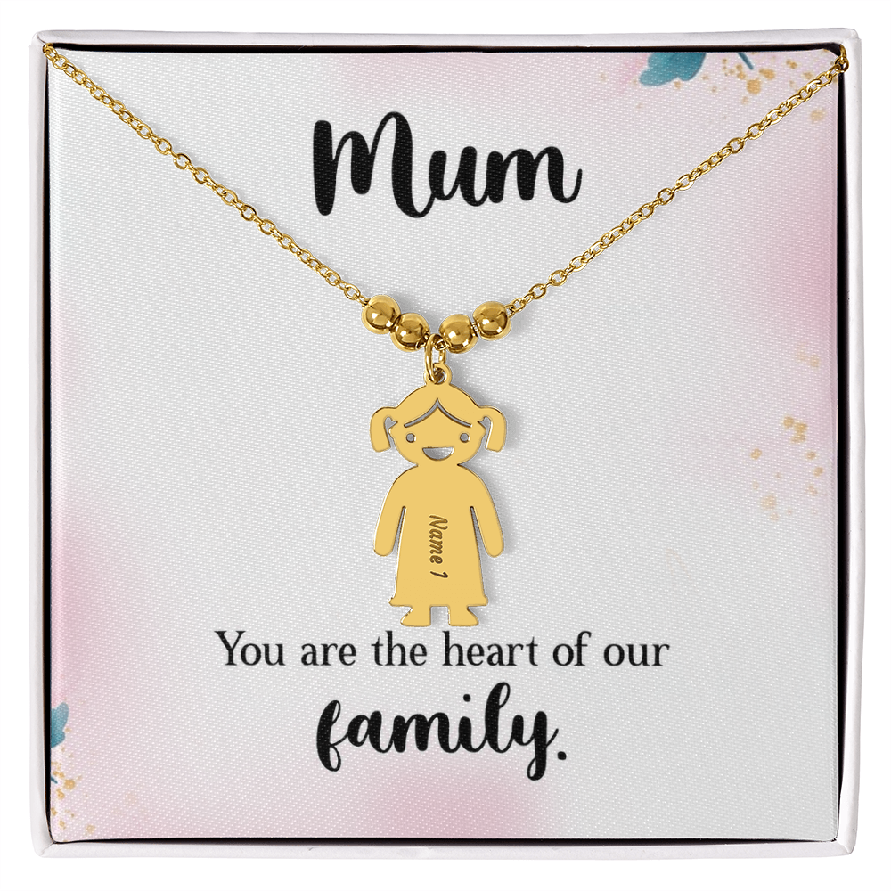 To My Mum Heart of Our Family Engraved Child Charm Necklace
