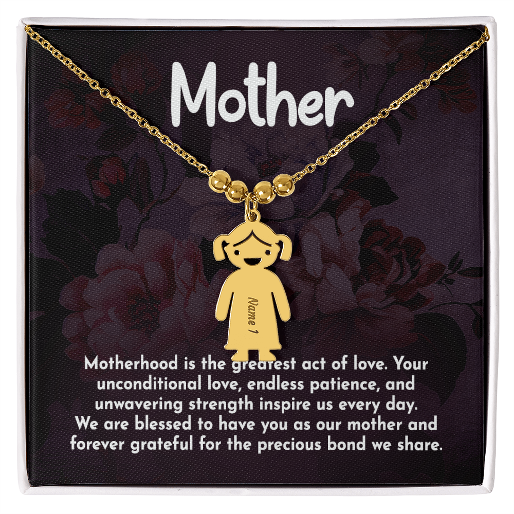 To My Mother Greatest Act of Love Engraved Child Charm Necklace