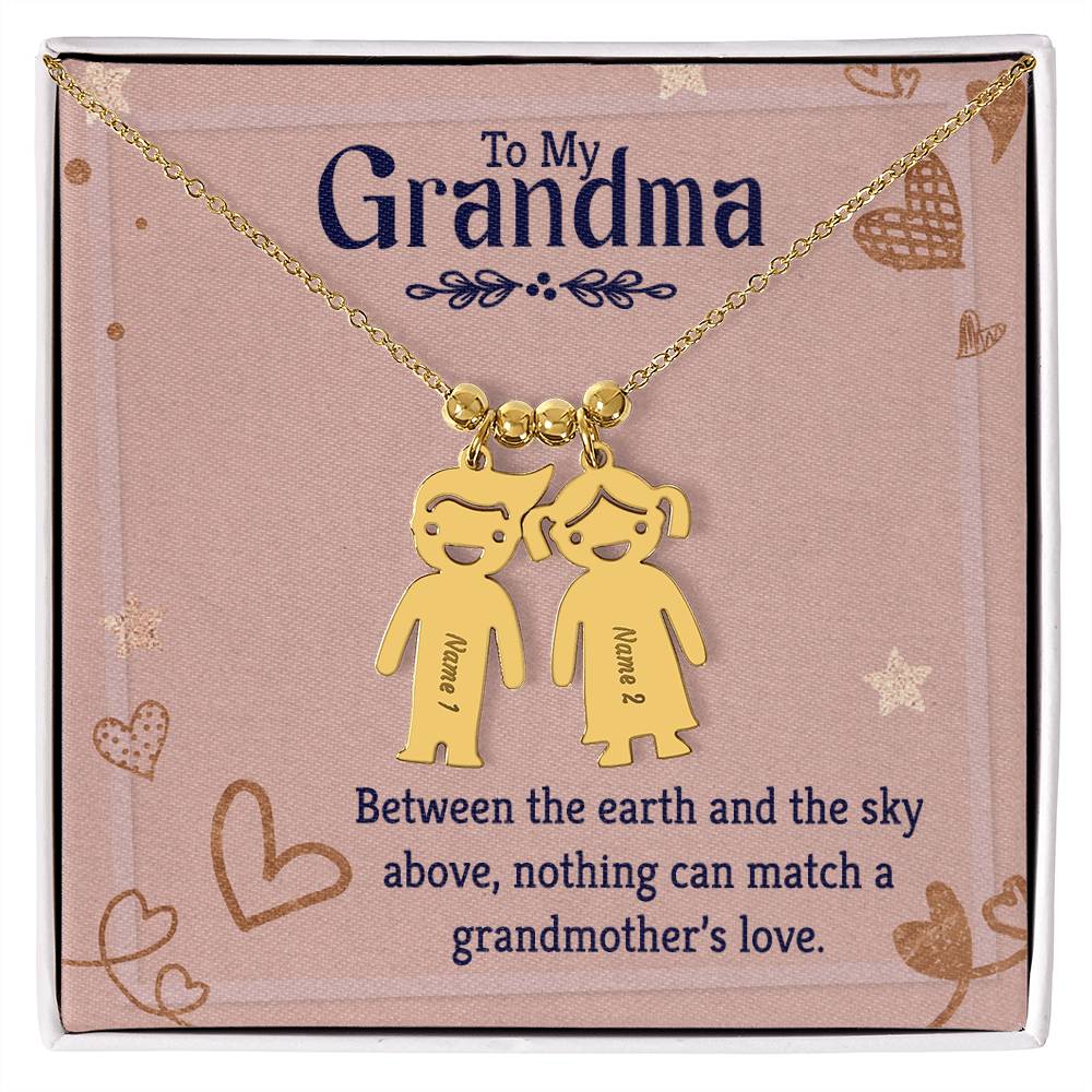 To My Grandma Earth and Sky Engraved Child Charm Necklace