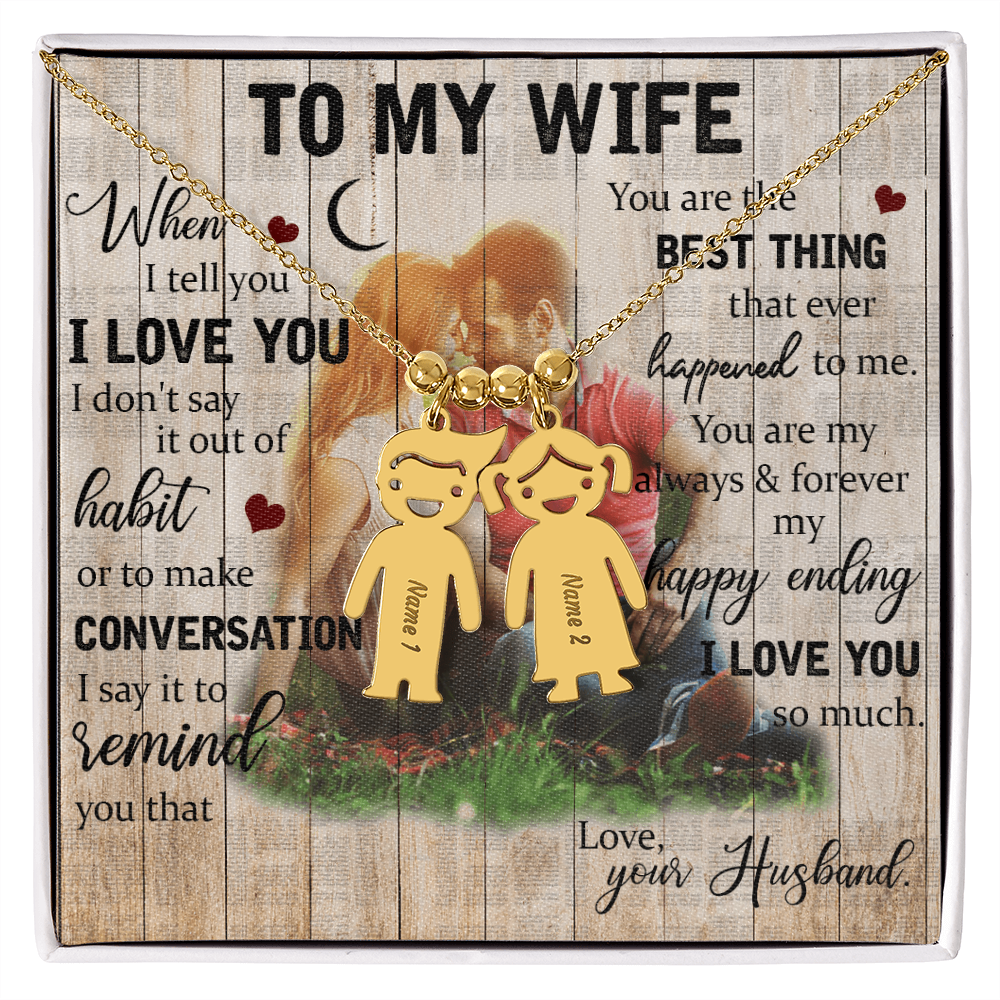 To My Wife Engraved Child Charm Necklace