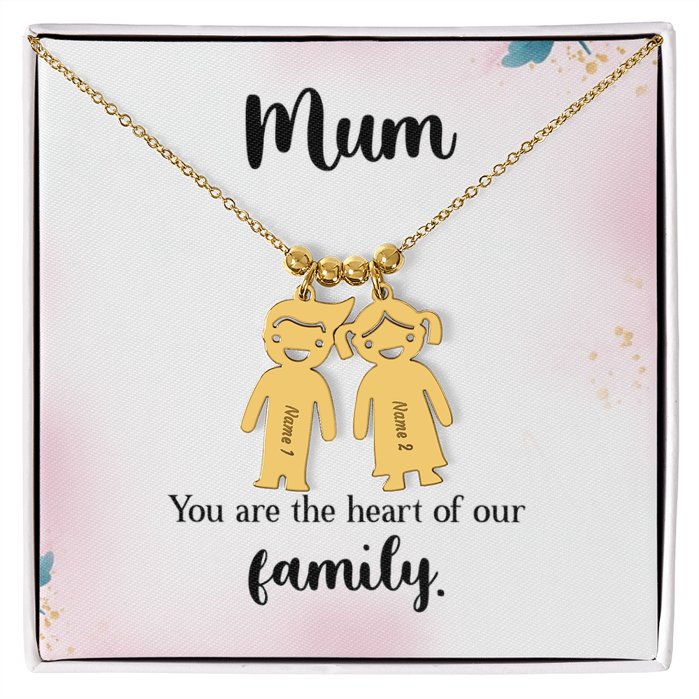 To My Mum Heart of Our Family Engraved Child Charm Necklace