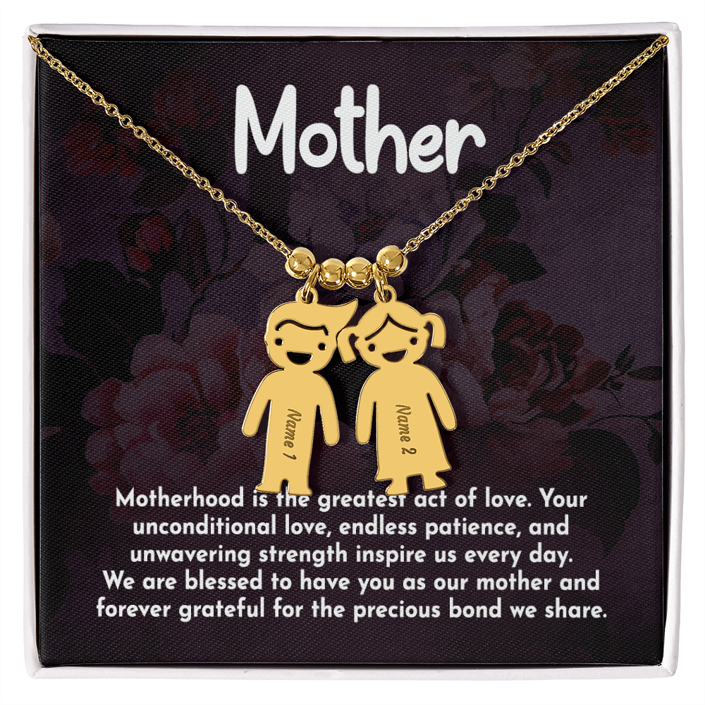 To My Mother Greatest Act of Love Engraved Child Charm Necklace