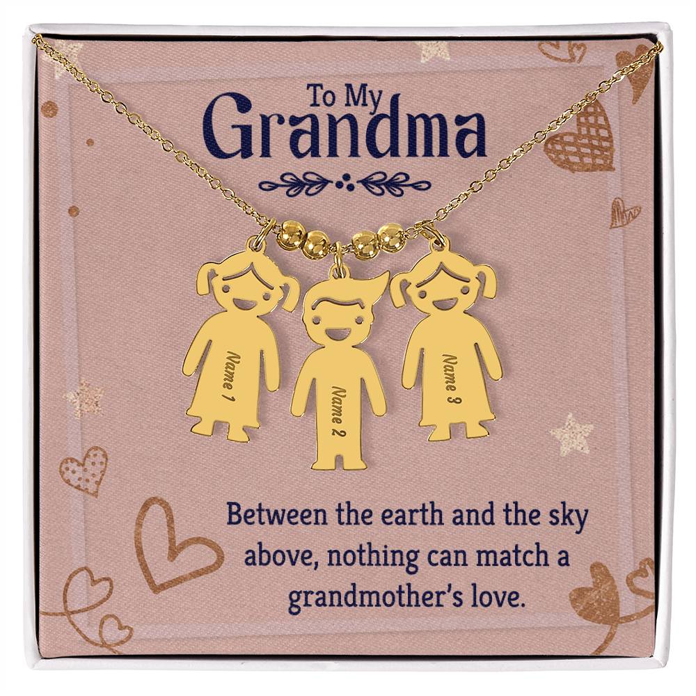 To My Grandma Earth and Sky Engraved Child Charm Necklace