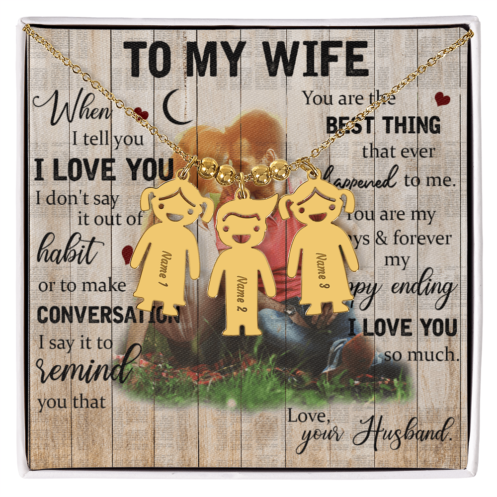 To My Wife Engraved Child Charm Necklace