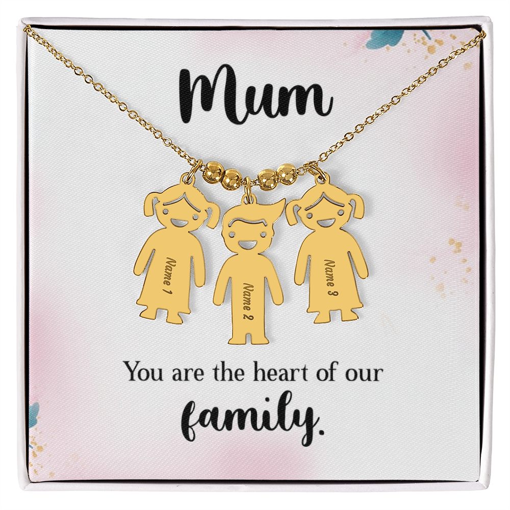 To My Mum Heart of Our Family Engraved Child Charm Necklace