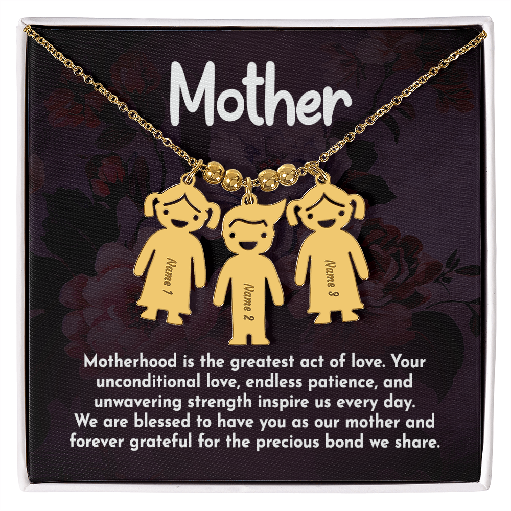 To My Mother Greatest Act of Love Engraved Child Charm Necklace
