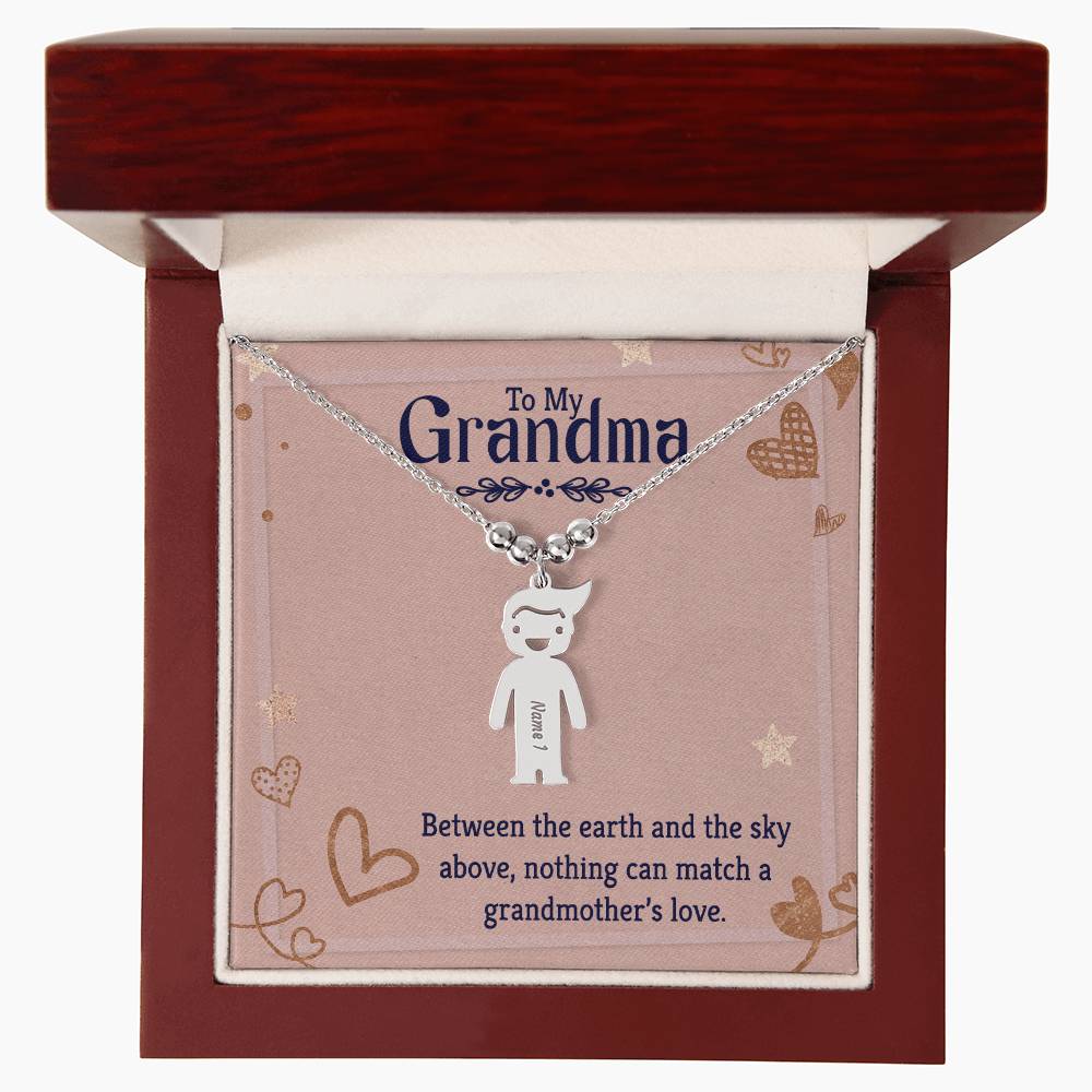 To My Grandma Earth and Sky Engraved Child Charm Necklace