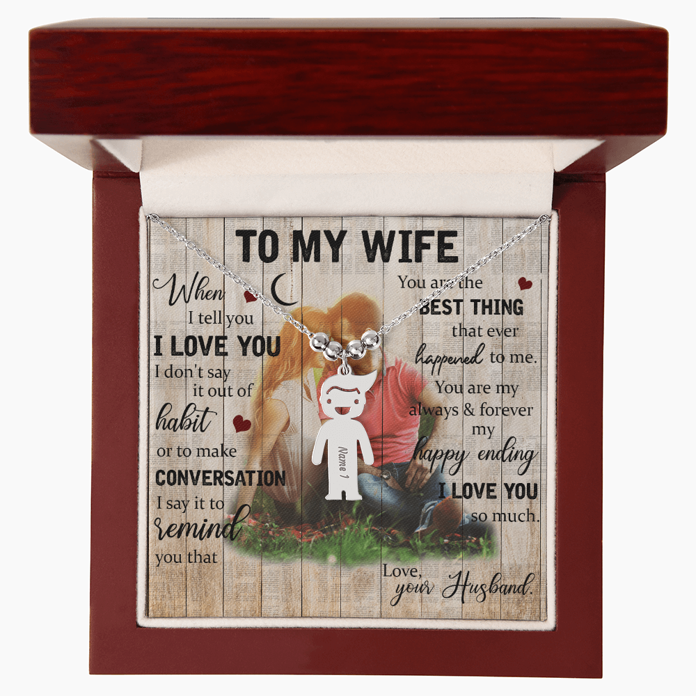 To My Wife Engraved Child Charm Necklace