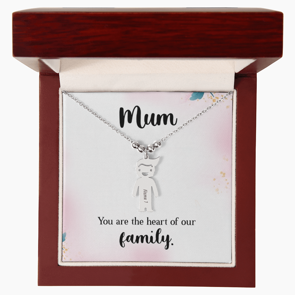 To My Mum Heart of Our Family Engraved Child Charm Necklace