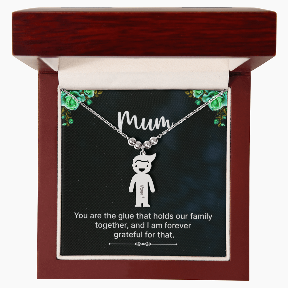 To My Mum Family Glue Engraved Child Charm Necklace