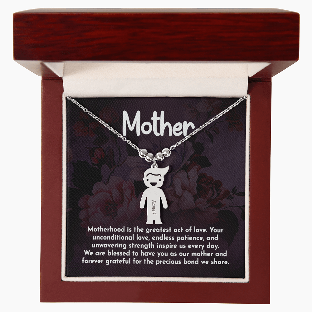 To My Mother Greatest Act of Love Engraved Child Charm Necklace