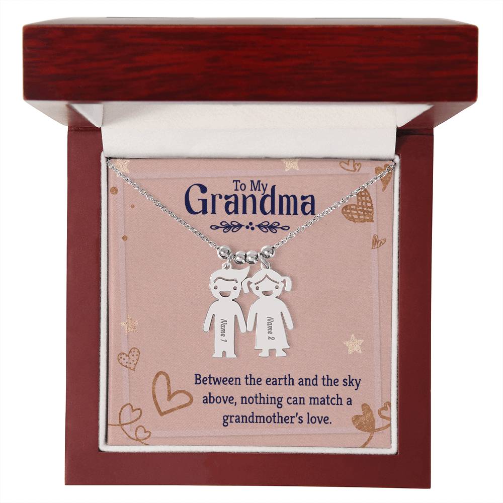 To My Grandma Earth and Sky Engraved Child Charm Necklace