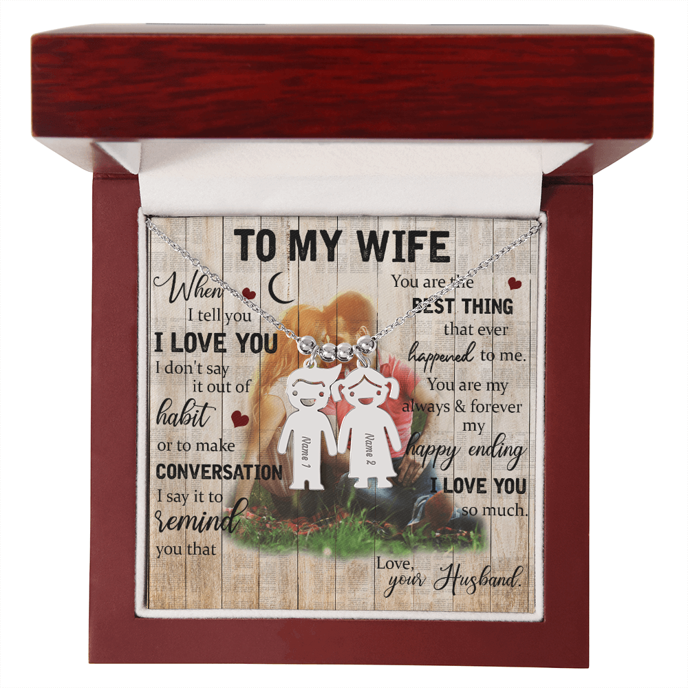 To My Wife Engraved Child Charm Necklace