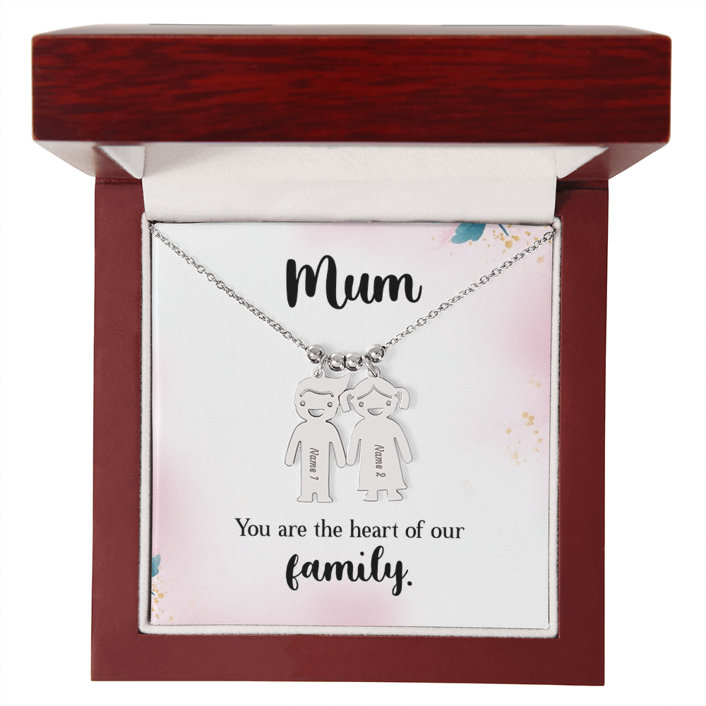 To My Mum Heart of Our Family Engraved Child Charm Necklace