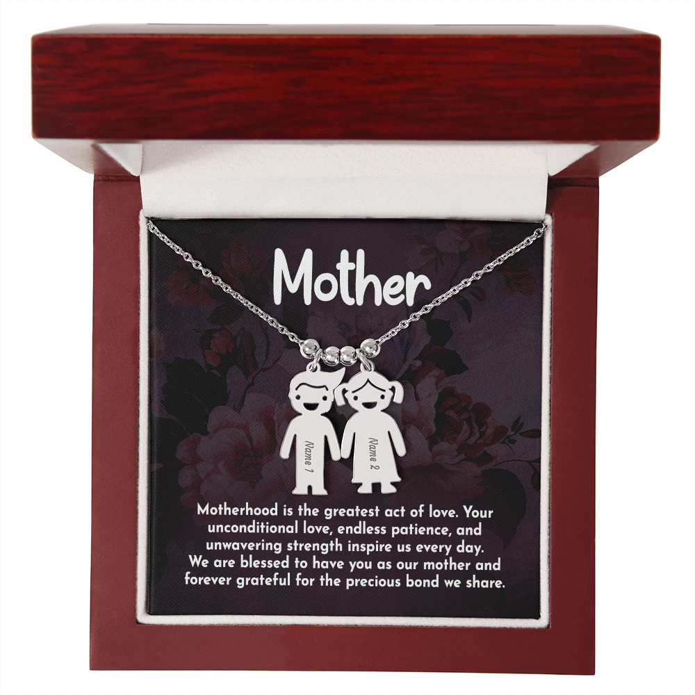 To My Mother Greatest Act of Love Engraved Child Charm Necklace