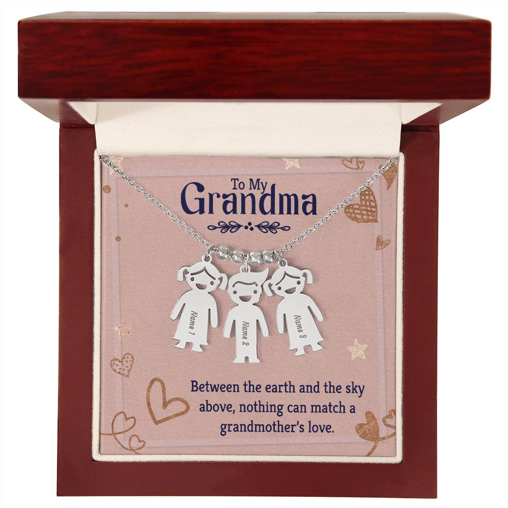 To My Grandma Earth and Sky Engraved Child Charm Necklace
