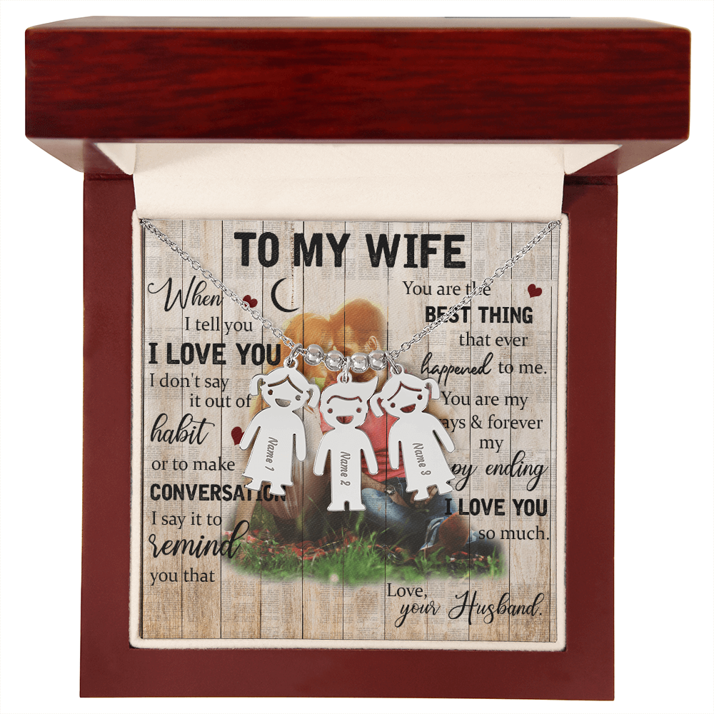 To My Wife Engraved Child Charm Necklace