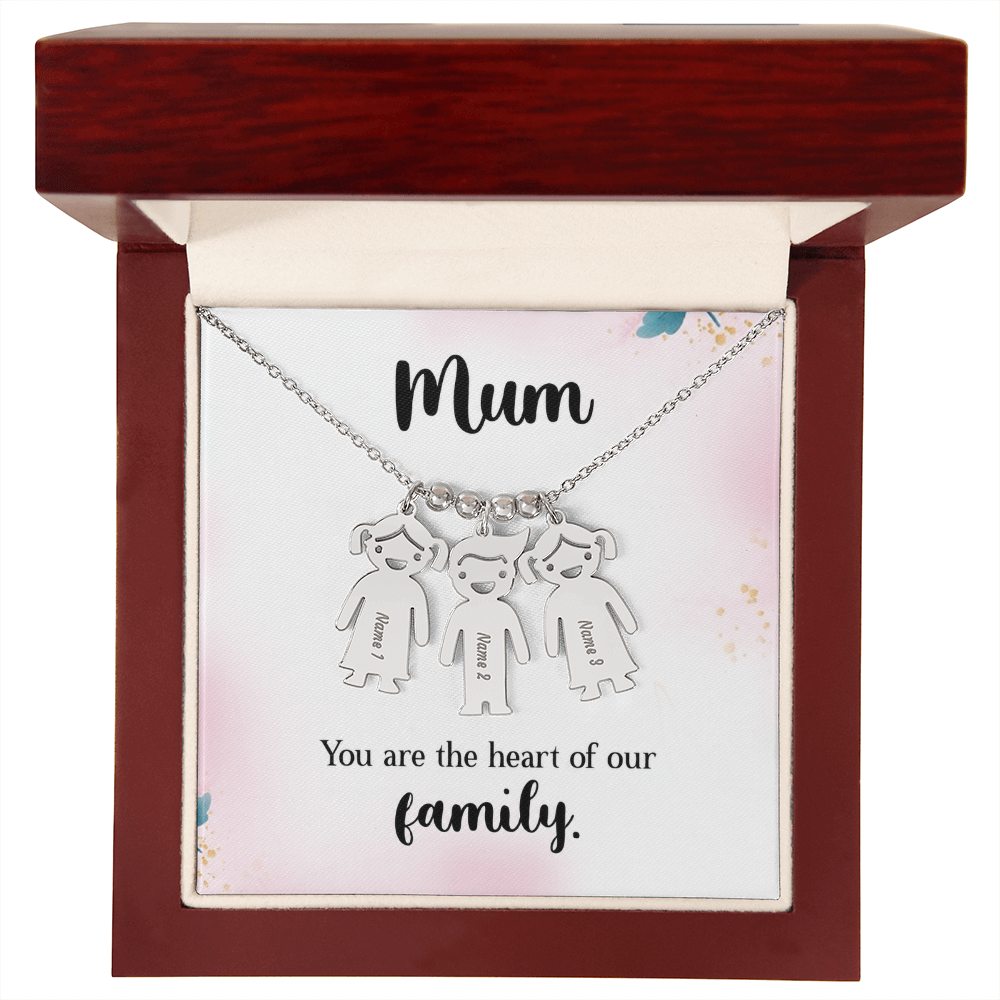 To My Mum Heart of Our Family Engraved Child Charm Necklace