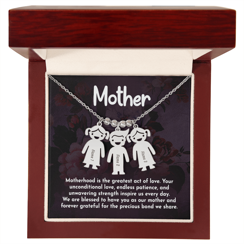 To My Mother Greatest Act of Love Engraved Child Charm Necklace